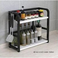 Kệ Gia Vị Để Bàn Nhà Bếp - Khung Sắt Sơn Tĩnh Điện AD02-KCH - Chân đen-mặt trắng
