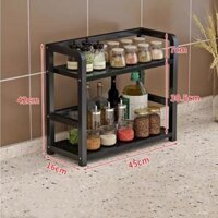 Kệ Gia Vị Để Bàn Nhà Bếp - Khung Sắt Sơn Tĩnh Điện AD02-KCH - chân đen- mặt đen