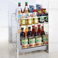 Kệ gia vị inox nan vuông, ray giảm chấn Eurogold ERO2020B2