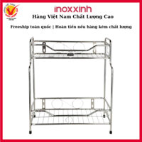 Kệ gia vị nhà bếp đứng INOXXINH kích thước 15-20-50CM inox 304 cao cấp dày dặn, có chân 2 tầng