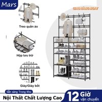 Kệ giày 4/5 tầng đa năng kệ dép có móc treo đồ Kệ Giày Dép treo quần áo