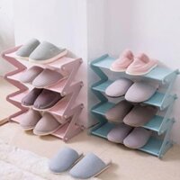 Kệ giày dép 4 tầng chữ Z đa năng, kệ để giày dép, sách vở thanh inox, giá vải, dễ dàng lắp ghép cao 50cm
