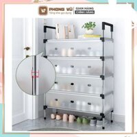 Kệ Giày Dép 5 Tầng Khung Inox Chắn Bụi Bẩn, Kệ Inox 5 Tầng Có Tấm Chắn Bụi Giày, Siêu Bền, Tiện Dụng