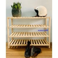 Kệ Giày Dép Gỗ 4 Tầng Size 80cm  - Chịu Lực Lên Đến 60Kg - Gỗ Thông Nhập Khẩu
