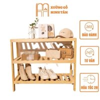 Kệ giày dép gỗ thông 2, 3 tầng, chống ẩm mốc - Kệ gỗ để giày dép Minh Tâm KT 80x26x69 cm