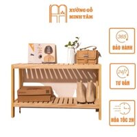 Kệ giày dép gỗ thông 2 tầng Minh Tâm màu sắc tự nhiên cao 50cm