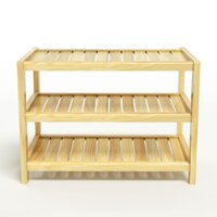 Kệ Giày Dép Gỗ Tự Nhiên 3 Tầng Rộng 60cm TN