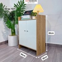 Kệ Giày Gỗ 2 Cánh Cửa Tủ Đựng Giày Dép Trang Trí Nhà Hiện Đại Chất Liệu MDF Chống Nước - TG11