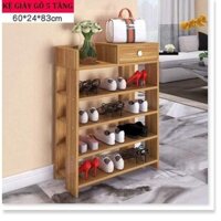 Kệ giày gỗ 5 tầng cao cấp, giá để giày dép đa năng