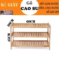 Kệ giày, kệ dép 3 tầng rộng 60cm, sâu 30cm, cao 45cm bằng gỗ cao su bền đẹp, lắp ráp dễ dàng tiện dụng (Màu gỗ tự nhiên)