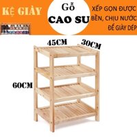 Kệ giày, kệ dép 4 tầng rộng 45cm, sâu 30cm, cao 60cm bằng gỗ cao su bền đẹp, lắp ráp dễ dàng tiện dụng (Màu gỗ tự nhiên)