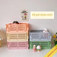 Kệ giỏ nhựa mini lắp ráp đựng đồ dùng K37 màu Pastel, rổ nhựa chưa đồ tiện lợi