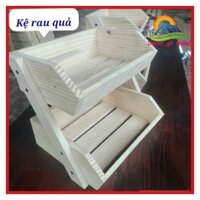 Kệ Gỗ 2 Tầng Để Trái Cây,Khay Dựng Hoa Quả Trưng Bày Bằng Gỗ Thông Tự Nhiên