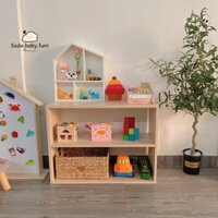 Kệ gỗ 2 tầng - Kệ đựng đồ chơi gỗ cho bé, kệ ô vuông, kệ mầm non, kệ sách cho bé - Toy shelf