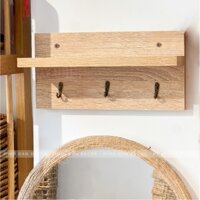 Kệ gỗ 3 móc đa năng gắn tường, treo quần áo, chìa khoá, móc quần áo,...