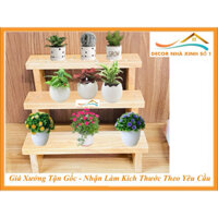 Kệ gỗ 3 tầng để bàn trang trí đa năng bằng gỗ CAO SU TỰ NHIÊN DECORNHAXINHSO1