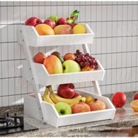 Kệ gỗ 3 tầng đựng trái cây, đồ ăn vặt, thực phẩm, kệ trưng bày đồ ăn thực phẩm cửa hàng, siêu thị