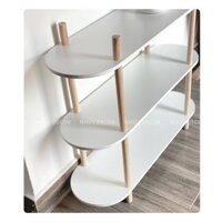 Kệ gỗ 3 tầng - Kệ gỗ decor hình Oval ngang 80cm phong pách Hàn Quốc tối giản lắp ráp đơn giản