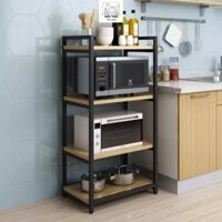 Kệ gỗ 4 tầng đựng đồ kệ để đồ nhà bếp kệ khung sắt chất liệu gỗ MDF hiện đại - B110