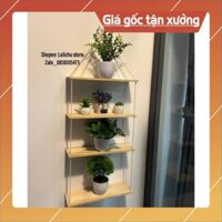 Kệ gỗ 4 tầng tặng kèm dây thừng và móc treo