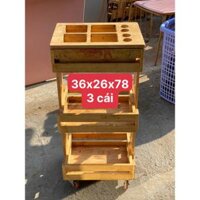 KỆ GỖ BÁNH XE ĐỂ MỸ PHẨM - THANH LÝ