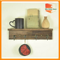 Kệ Gỗ Chữ L Treo Đồ Lưu Niệm Quần Áo Gắn Tường Nhiều Kích Thước Màu Nâu Rustic MN-84