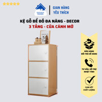 Kệ gỗ đa năng, Kệ tổ ong có tủ - 3 Tầng Phong Cách Hiện Đại Tiện Dụng Decor