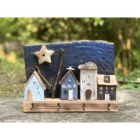 kệ gỗ decor,  móc treo tường gỗ, móc treo chìa khóa, kệ treo tường hình ngôi nhà gỗ phong cách rustic(giá thanh lý)