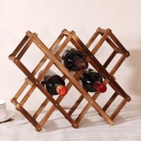 Kệ gỗ đựng 8 chai rượu vang trang trí nội thất