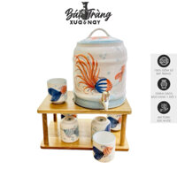 Kệ Gỗ Đựng Bình Nước Dáng Chữ Nhật Dáng Tròn