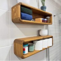 Kệ gỗ gắn tường bo góc, để đồ đa năng cho nhà tắm, nhà vệ sinh, có sơn PU chống nước, chống ẩm mốc và mối mọt