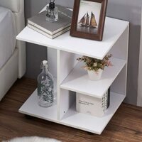 Kệ gỗ góc tường, kệ để đồ góc tường có bánh xe dùng làm kệ decor, kệ đầu giường, tab đầu giường, kệ sách, kệ để đồ-KS2