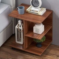 Kệ gỗ góc tường, kệ để đồ góc tường có bánh xe dùng làm kệ đầu giường, kệ decor, kệ sách, kệ để đồ, tab đầu giường-KS2