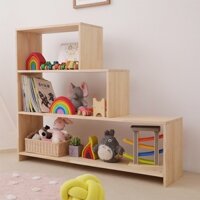 Kệ gỗ hình thang đựng sách,đồ chơi - Kệ gỗ bậc thang 3 tầng sơn phủ bóng cao cấp TK3