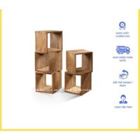 Kệ gỗ ô vuông 100% gỗ cao su tự nhiên, kệ sách đa năng, sắp xếp linh động, kệ tổ ong kt 43x43x33, decor phòng khách