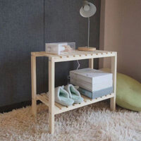 Kệ gỗ tab đầu giường 2 tầng tự lắp ráp - Kệ đầu giường gỗ Thông tự nhiên - Tiệm Decor H.P