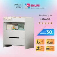 Kệ gỗ thay tã cho bé SMLIFE Kanaga   Gỗ MDF dày 17mm chống ẩm  D85xR45xC92cm - Trắng
