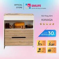 Kệ gỗ thay tã cho bé SMLIFE Kanaga   Gỗ MDF dày 17mm chống ẩm  D85xR45xC92cm - Sồi - Trắng