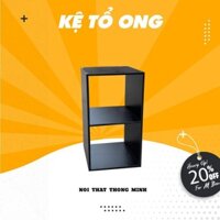 Kệ gỗ tổ ong 2 tầng mang thiết kế Châu Âu sang trọng chất gỗ MDF dễ lắp ráp Kích thước 60x30x20cm MÀU ĐEN