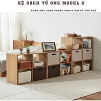 Kệ gỗ tổ ong đa năng, kệ sách nhiều tầng trang trí giá rẻ, lắp ghép tiện dụng - Màu Trắng - 2 tầng