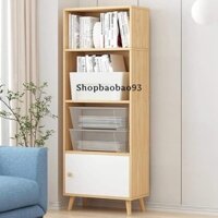 Kệ gỗ Trang Trí , Kệ sách gỗ MDF 4 tầng có ngăn tủ cao cấp phong cách Bắc Âu 120x40x24cm KTT04