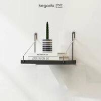 Kệ Gỗ Trang Trí Treo Tường Có Móc Inox Không Cần Khoan Thương Hiệu KEGODA Nhiều Kích Thước -   Đen     - 35 x 15cm