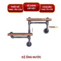 kệ gỗ treo tường 2 tầng kệ ống nước kệ sách decor bằng ống săt bền đẹp trang trí nhà và quán cafe sáng tạo