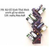 Kệ gỗ treo tường cắm chai rượu zich zac