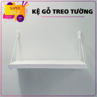 Kệ Gỗ Treo Tường Đơn Chân Tam Giác, Giá Gắn Tường Decor Trang Trí Phòng Khách, Phòng Làm Việc - Trắng