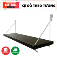 Kệ Gỗ Treo Tường Đơn Chân Tam Giác, Giá Gắn Tường Decor Trang Trí Phòng Khách, Phòng Làm Việc - Đen