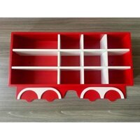 Kệ gỗ trưng xe mô hình 1 toa (xanh/đỏ) (toa phát sinh ko kèm đầu xe)