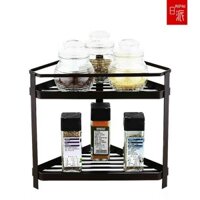 Kệ góc đựng gia vị inox 2 tầng inox đen để đồ đa năng ,đựng gia vị trong tủ bếp,để đồ phòng tắm