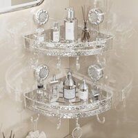 Kệ Góc Hít Tường Trong Suốt Đựng Đồ Dùng Nhà Tắm Phòng Bếp Không Cần Khoan