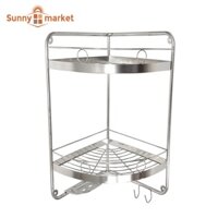 Kệ góc inox treo nhà tắm 2 tầng kích thước 25x25x45 cm có khay đựng xà bông